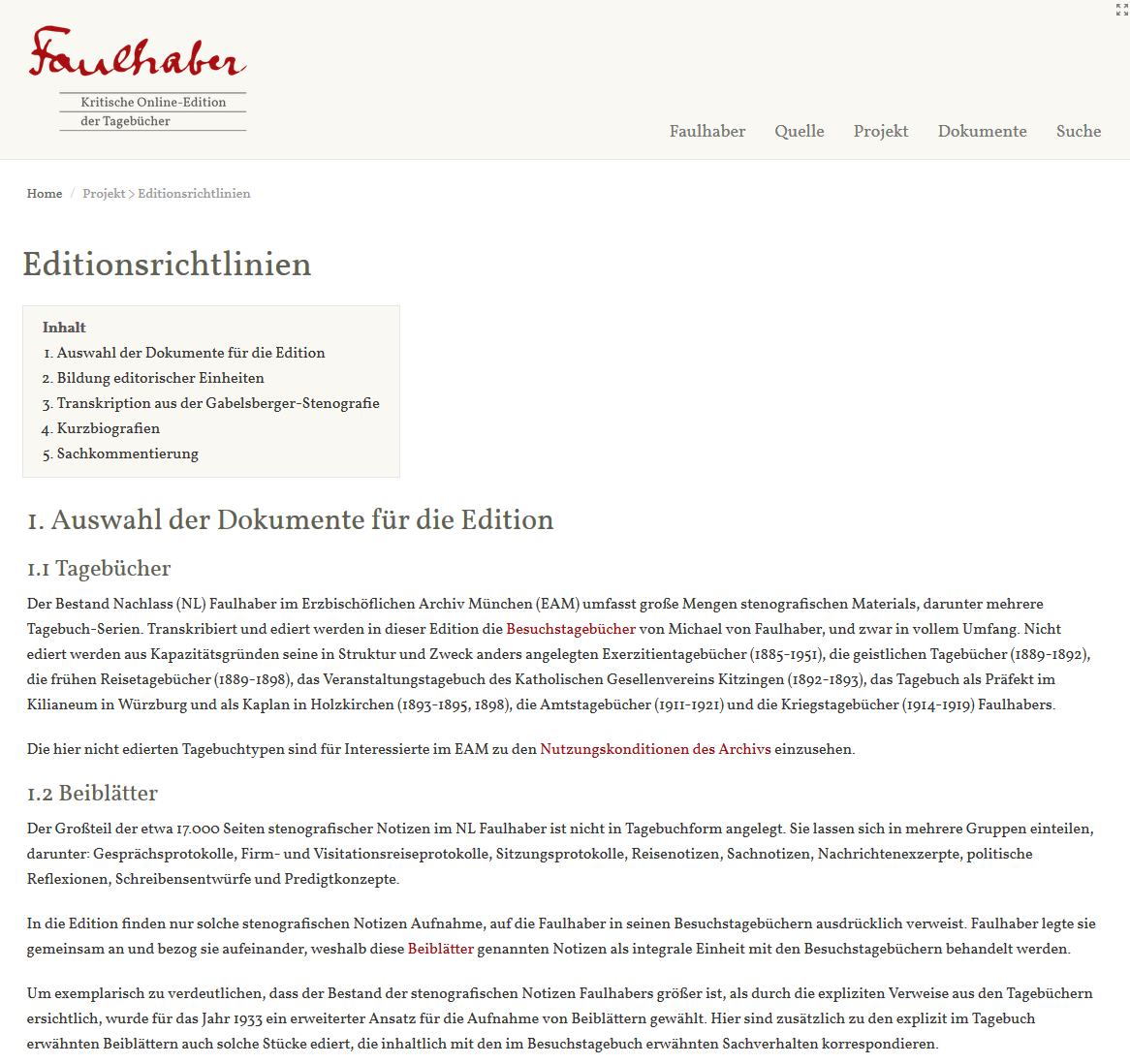 Editionsrichtlinien der Faulhaber-Edition