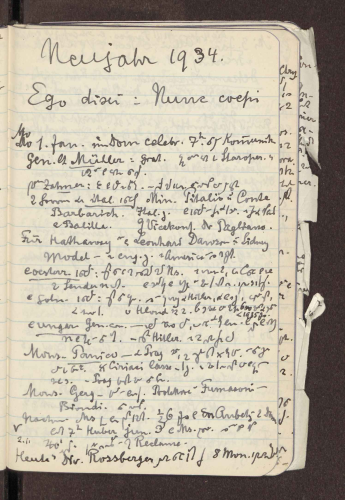 Tagebucheintrag Faulhabers vom 1. Januar 1934