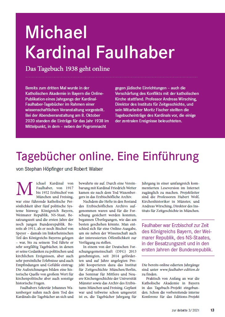 zur debatte. Themen der Katholischen Akademie in Bayern 51 (2021), Heft 3